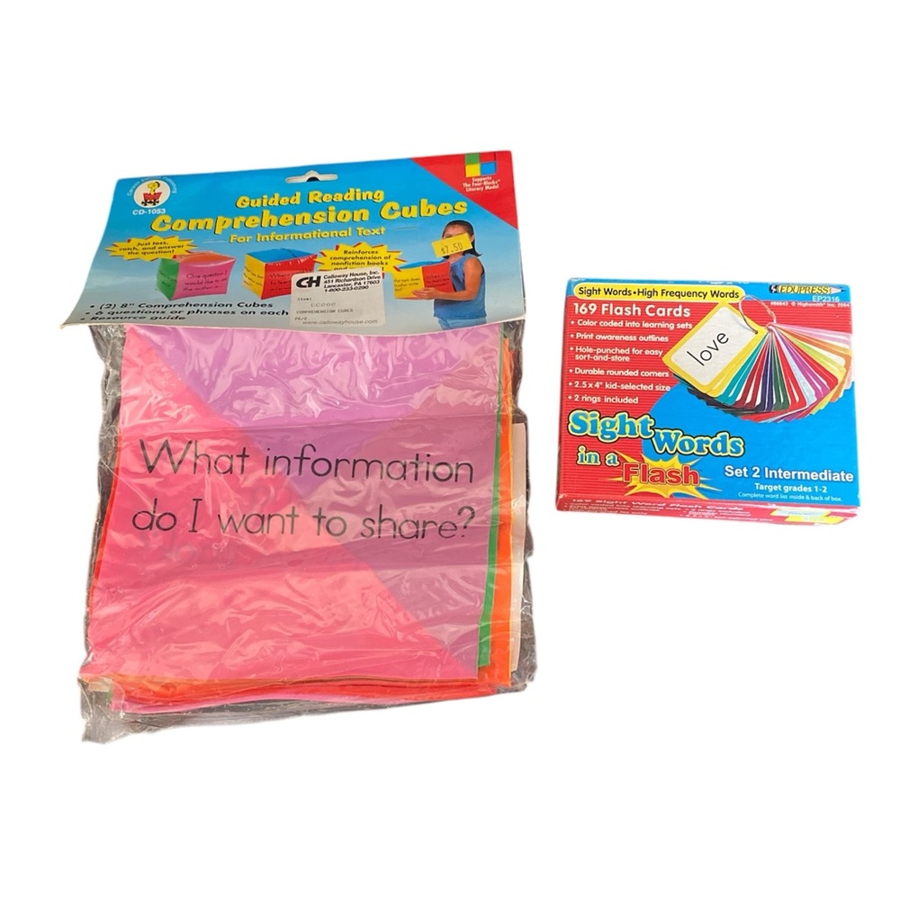 Teaching Tools-Set of Two Inflatable Comprehension Cubes & Sight Words Set